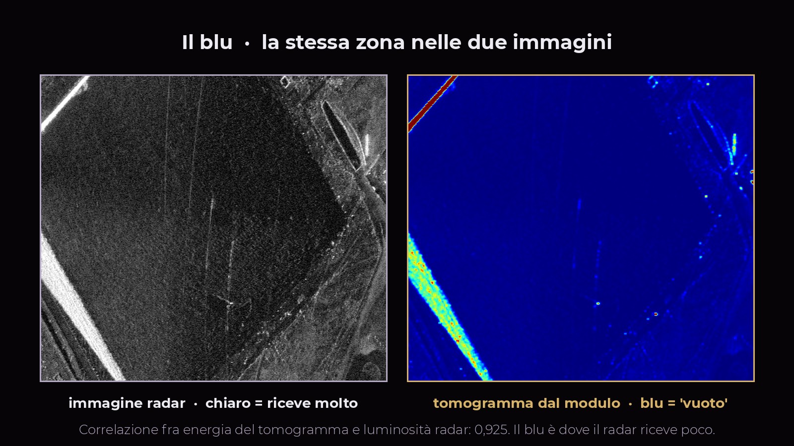 Radar image of the pyramid and modulus tomogram of the same area
